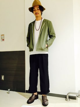 「GGD（ジージーディー）のアイテム（ブルゾン）」を使った、HVC大和郡山店さん（メンズ・178cm）の春コーディネート