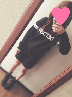 「スエット」｜「アイテム（オールインワン・サロペット）」を使った、わかちこさん（レディース・154cm）の冬コーディネート