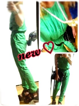 「アイテム（つなぎ/オールインワン、グリーン系）」を使った、@nagataちゃんさん（レディース・152cm）の夏コーディネート