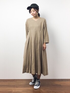 「おさんぽスタイル」｜「アイテム（ワンピース/ドレス）」を使った、YUKIさん（レディース・160cm）の冬コーディネート