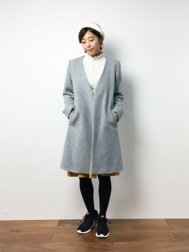 「gray」｜「アイテム（その他アウター）」を使った、YUKIさん（レディース・160cm）の冬コーディネート