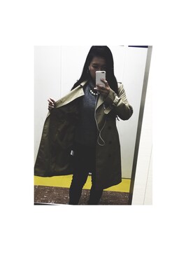 「アイテム（トレンチコート、グリーン系）」を使った、きゃらめるぷりんさん（レディース・151cm）の秋コーディネート