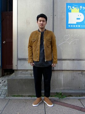 「nonnative（ノンネイティブ）のアイテム（スニーカー）」を使った、ONODERAさん（メンズ・171cm）の秋コーディネート