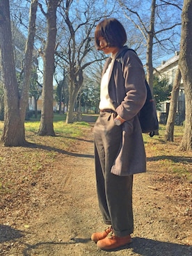 「サマンサ モスモス(Samansa Mos2)」｜「アイテム（チェスターコート）」を使った、saitoさん（レディース・165cm）の冬コーディネート