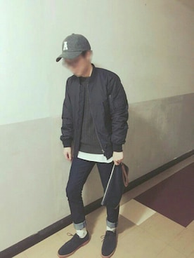 「帽子」｜「アイテム（クラッチバッグ）」を使った、ゆうきさん（メンズ・168cm）の秋コーディネート