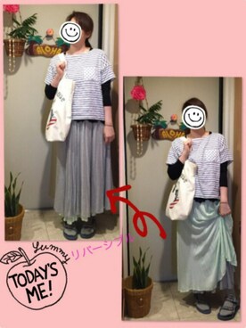 「Factor=（ファクターイコール）のアイテム（スカート）」を使った、あかりんごーごー88さん（レディース・162cm）の夏コーディネート
