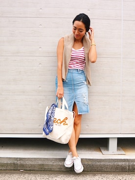 「Marc by Marc Jacobs（マークバイマークジェイコブス）のアイテム（スカート）」を使った、ayuさん（レディース・164cm）の夏コーディネート