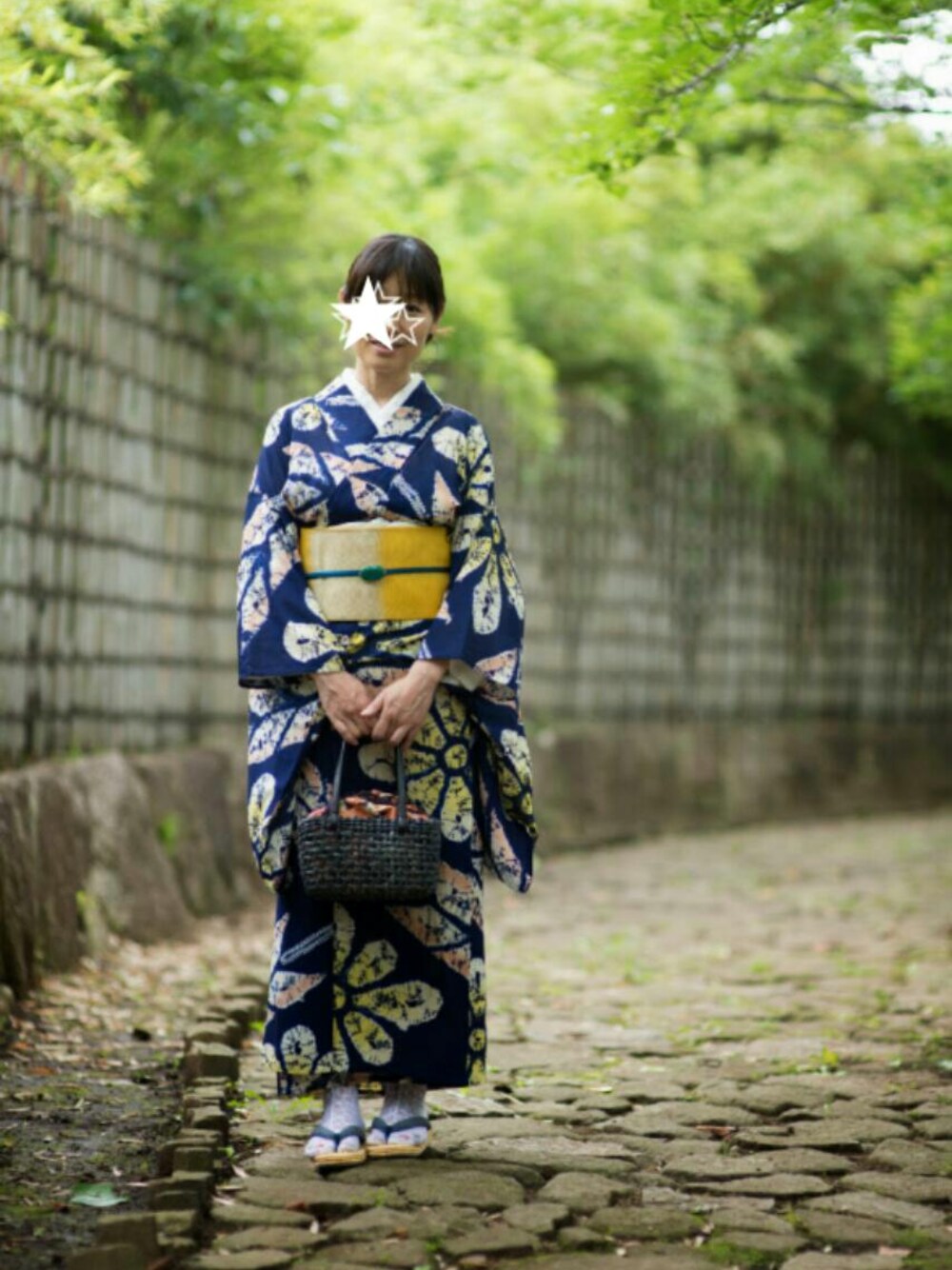 「レース足袋（和装小物、ホワイト系）」を使った、小枝さん（レディース・152cm）の夏コーディネートの1枚目の写真