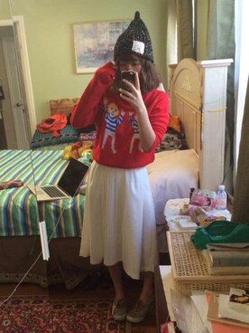 「休闲」｜「アイテム（スウェット）」を使った、wasabiiさん（レディース・157cm）の冬コーディネート