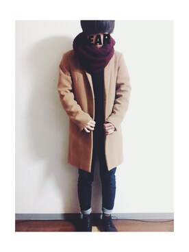 「ソックス」｜「アイテム（チェスターコート）」を使った、Takanori Tatsumiさん（メンズ・173cm）の冬コーディネート