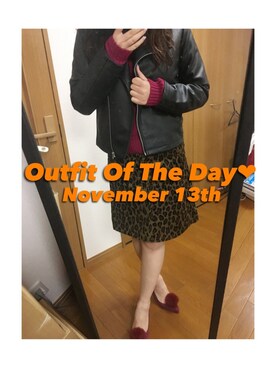 「RANDA」｜「アイテム（ライダースジャケット）」を使った、maiK☺︎さん（レディース・163cm）の秋コーディネート
