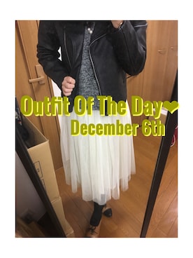 「working style」｜「アイテム（ライダースジャケット）」を使った、maiK☺︎さん（レディース・163cm）の冬コーディネート
