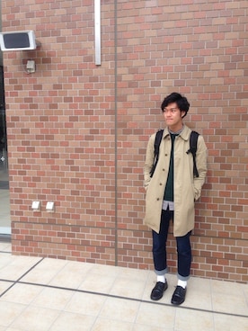 「URBAN RESEARCH ROSSO WOMEN（アーバンリサーチ　ロッソ）のアイテム（ステンカラーコート）」を使った、daichiさん（メンズ・179cm）の春コーディネート