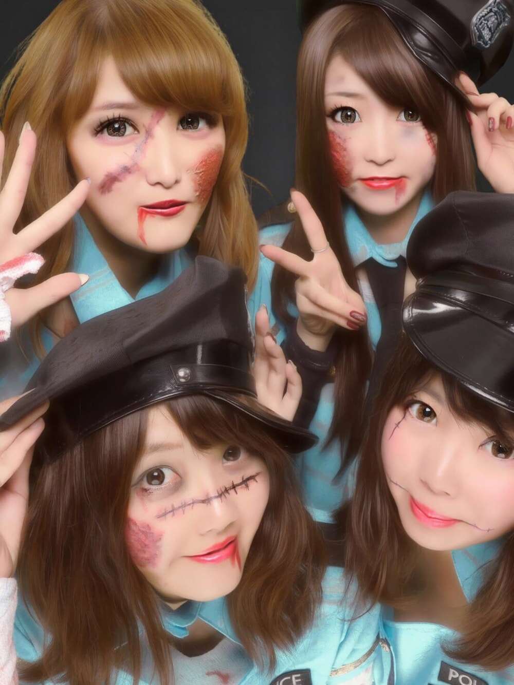「ハロウィン、halloween、happy halloween、Trick or Treat、トリックオアトリート、ポリス、傷メイク」｜「ドンキ★のアイテム（トップス、ブルー系）」を使った、LISAさん（レディース・160cm）の秋コーディネートの1枚目の写真