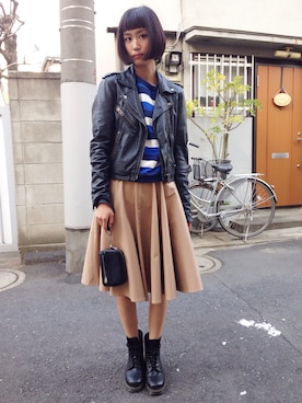 「Alexander Wang」｜「アイテム（その他アウター）」を使った、三井 麻央さん（レディース・168cm）の春コーディネート