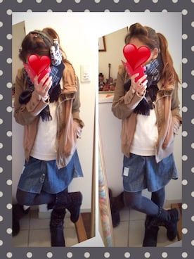 「スウェット×シャツ」｜こばっちさん（レディース・155cm）の冬コーディネート