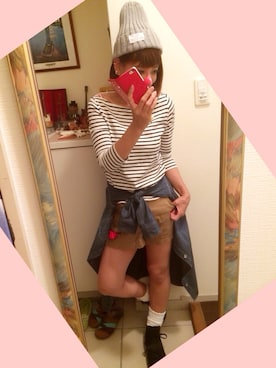 「UP SMILE（アップスマイル）のアイテム（パンツ）」を使った、こばっちさん（レディース・155cm）の夏コーディネート