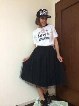 「Import & Select（インポートアンドセレクト）のアイテム（スカート）」を使った、こばっちさん（レディース・155cm）の夏コーディネート