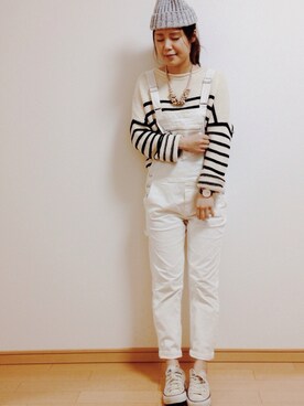 「ダニエルウェリントン」｜「アイテム（サロペット/オーバーオール）」を使った、ikumi＊さん（レディース・159cm）の春コーディネート