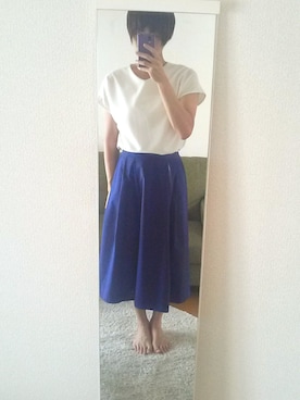 「ADAM ET ROPE'（アダムエロペ）のアイテム（スカート）」を使った、てぃーなさん（メンズ・168cm）の夏コーディネート