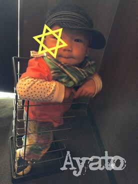 「アイテム（ママ＆ベビー、グリーン系）」を使った、Ａaaya10さん（キッズ・80cm）の春コーディネート