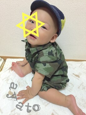 「アイテム（ママ＆ベビー、グリーン系）」を使った、Ａaaya10さん（キッズ・80cm）の夏コーディネート