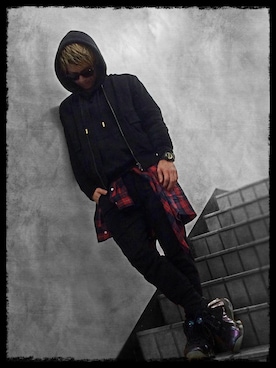 「HELMUT LANG（ヘルムートラング）のアイテム（ブルゾン）」を使った、はるきゃね/HARUKYANEさん（メンズ・170cm）の秋コーディネート