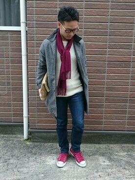 「HERE'S（HERE'S）のアイテム（トップス）」を使った、貞方 康輔さん（メンズ・163cm）の冬コーディネート