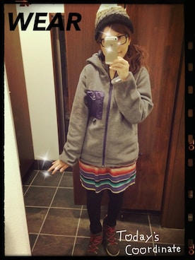 「WILD THINGS（ワイルドシングス）のアイテム（スカート）」を使った、NishiEmiiさん（レディース・160cm）の秋コーディネート