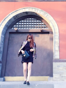 「BVLGARI（ブルガリ）のアイテム（ネックレス、シルバー系）」を使った、SuperTaoさん（レディース・172cm）の秋コーディネート