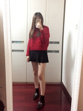 「ZARA（ザラ）のアイテム（スカート、ブラック系）」を使った、SuperTaoさん（レディース・172cm）の秋コーディネート