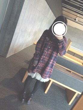 「アイテム（シャツワンピース、レッド系）」を使った、ほさん（レディース・158cm）の秋コーディネート