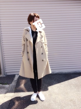 「レースパンツ」｜「アイテム（トレンチコート）」を使った、EMIOHIさん（レディース・153cm）の春コーディネート