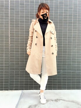 「トゥモローランド」｜「アイテム（トレンチコート）」を使った、EMIOHIさん（レディース・153cm）の秋コーディネート