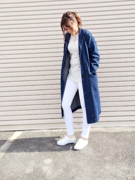 「キャンバスシューズ」｜「アイテム（ジャケット/アウター）」を使った、EMIOHIさん（レディース・153cm）の冬コーディネート