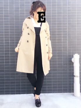 「DISCOAT（ディスコート）のアイテム（トレンチコート）」を使った、EMIOHIさん（レディース・153cm）の冬コーディネート