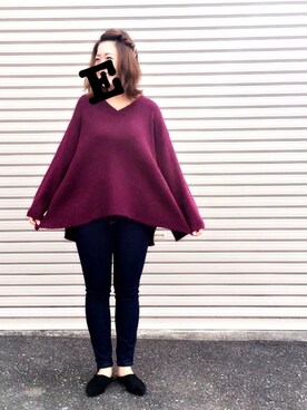 「ボリュームニット」｜「アイテム（その他シューズ）」を使った、EMIOHIさん（レディース・153cm）の秋コーディネート