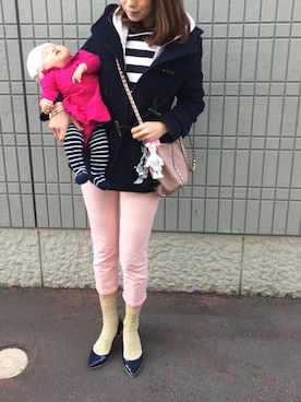 「Deuxieme Classe（ドゥーズィエムクラス）のアイテム（ソックス/靴下）」を使った、minako kanedaさん（レディース・160cm）の冬コーディネート