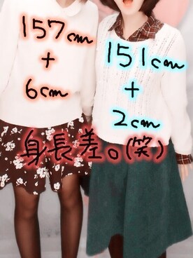 「earth music&ecology（アースミュージックアンドエコロジー）のアイテム（ニット/セーター、ホワイト系）」を使った、ほっぴさん（レディース・151cm）の冬コーディネート