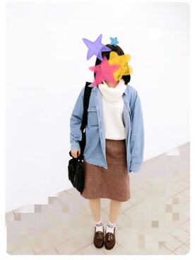 「UNIQLO（ユニクロ）のアイテム（ニット/セーター、ホワイト系）」を使った、ほっぴさん（レディース・151cm）の春コーディネート