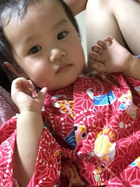 「1歳半」｜「アイテム（浴衣）」を使った、ちゃんりーさん（キッズ・70cm）の夏コーディネート