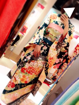 「アイテム（浴衣、グリーン系）」を使った、..m i c o..さん（レディース・163cm）の夏コーディネート