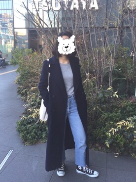 「ZARA（ザラ）のアイテム（ダウンジャケット/コート、ブラック系）」を使った、m.uさん（レディース）の冬コーディネート