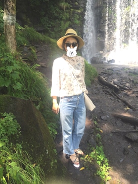 「ZARA（ザラ）のアイテム（シャツ/ブラウス、ピンク系）」を使った、m.uさん（レディース）の夏コーディネート