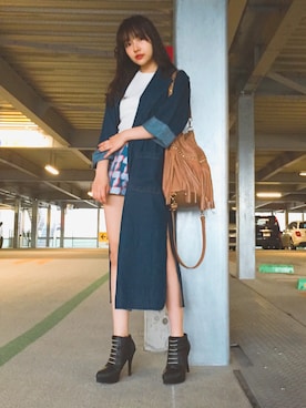 「LILY BROWN（リリーブラウン）のアイテム（パンツ）」を使った、村瀬紗英さん（レディース・159cm）の秋コーディネート