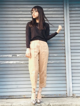 「Rodeo Crowns（ロデオクラウンズ）のアイテム」を使った、村瀬紗英さん（レディース・159cm）の秋コーディネート