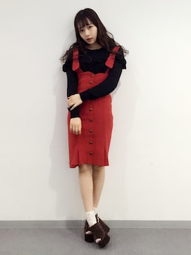 「REDYAZEL（レディアゼル）のアイテム（サンダル）」を使った、村瀬紗英さん（レディース・159cm）の秋コーディネート