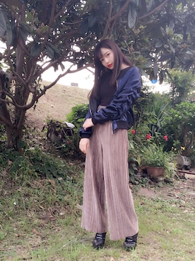 「LILY BROWN（リリーブラウン）のアイテム（パンツ）」を使った、村瀬紗英さん（レディース・159cm）の冬コーディネート