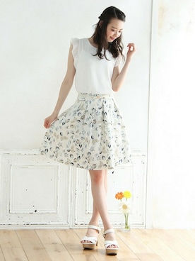 「アイテム（スカート、グリーン系）」を使った、ハニーズさん（レディース・160cm）の夏コーディネート