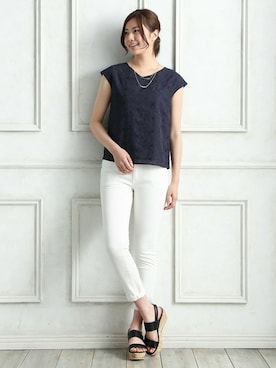 「Honeys（ハニーズ）のアイテム（トップス）」を使った、ハニーズさん（レディース・160cm）の夏コーディネート